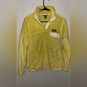 Women’s medium yellow and white pullover fleece jacket coat Patagonia winter